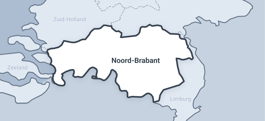 Kaart van de provincie noord-brabant